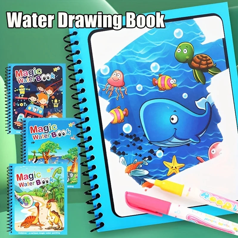 Reusable Magic Water Quick Dry Book Water Coloring Book with Magic Pen