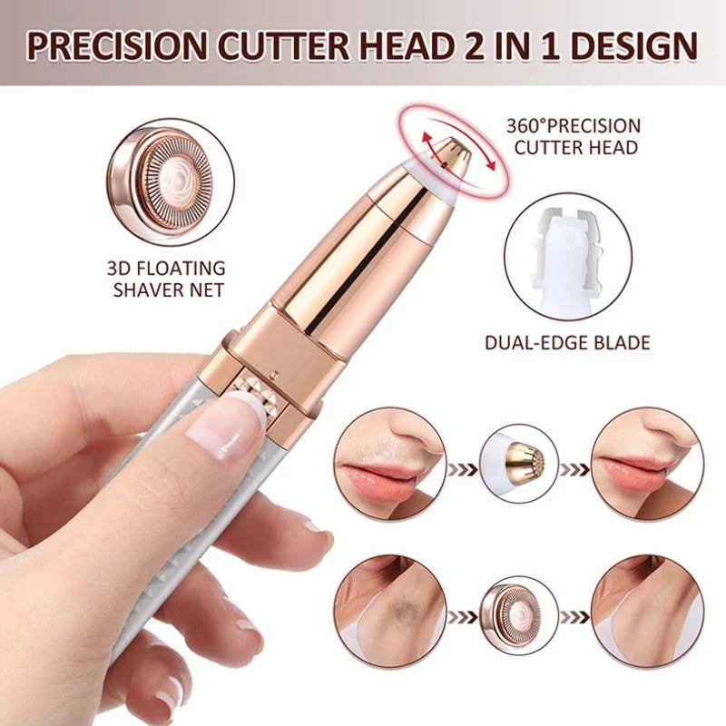 2 in 1 Rechargeable Electric Painless Eyebrow Trimmer Shaver