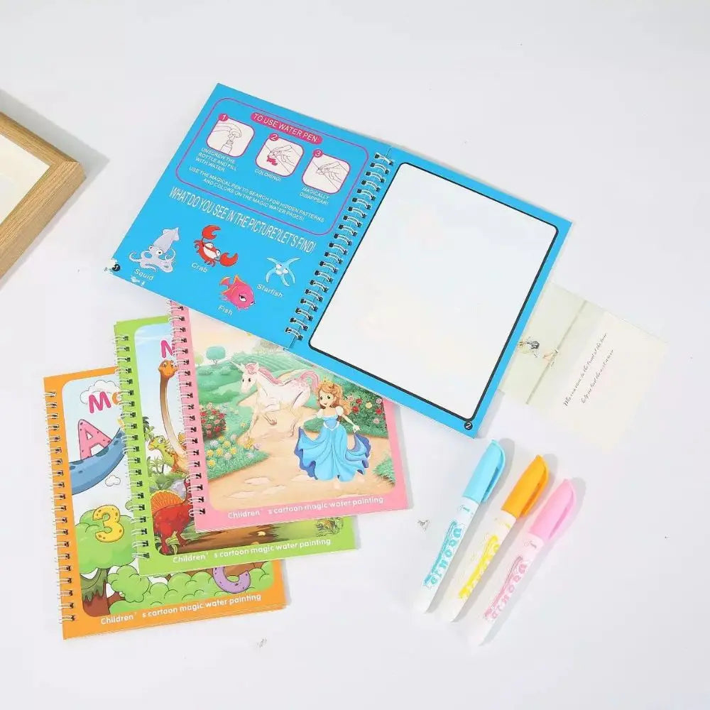 Reusable Magic Water Quick Dry Book Water Coloring Book with Magic Pen