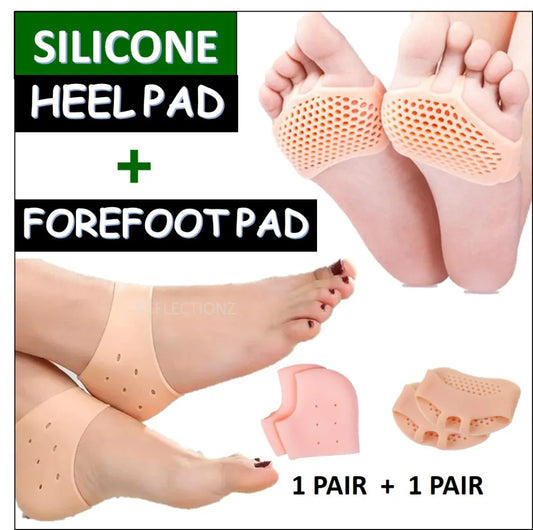 2 Pairs (4 Pieces) Anti Crack Silicone Heel Pads & Honeycomb Forefoot Socks