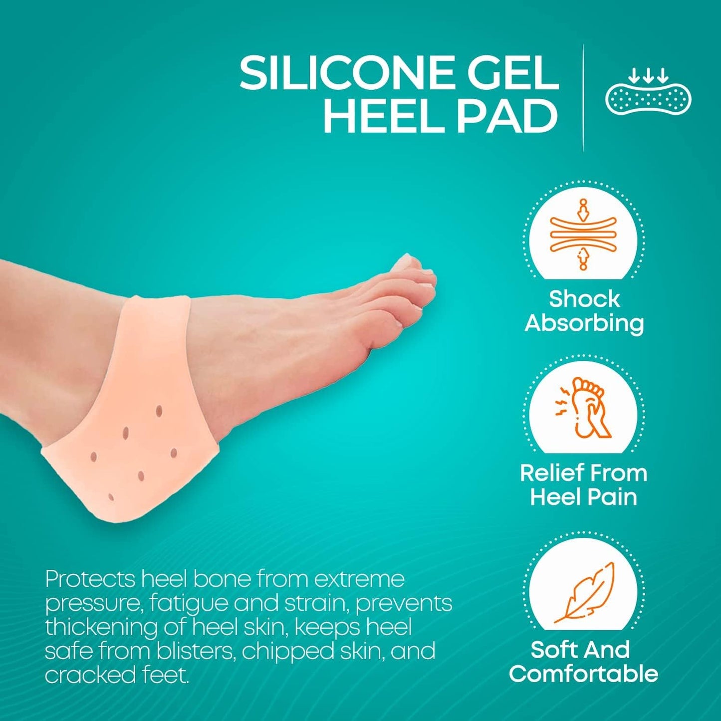 2 Pairs (4 Pieces) Anti Crack Silicone Heel Pads & Honeycomb Forefoot Socks